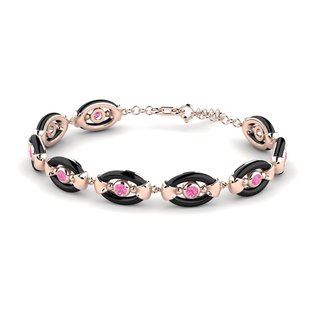 14k Oro Rosa Zafiro Rosado Pulsera de Mujer Mitts