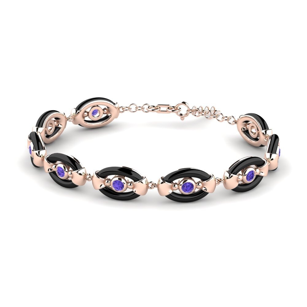 9ct Rose Gold Tanzanite Women's Bracelet Mitts