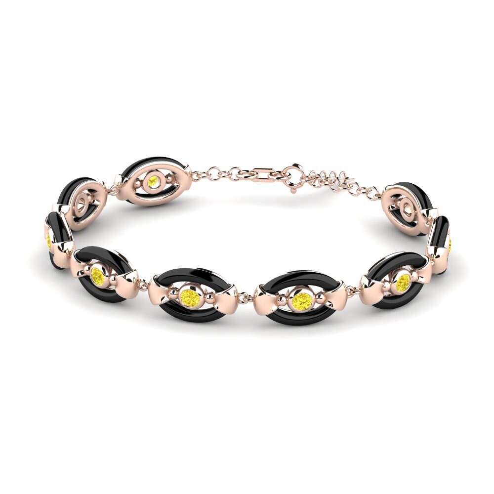 9k Oro rosa Zafiro amarillo Pulsera de Mujer Mitts