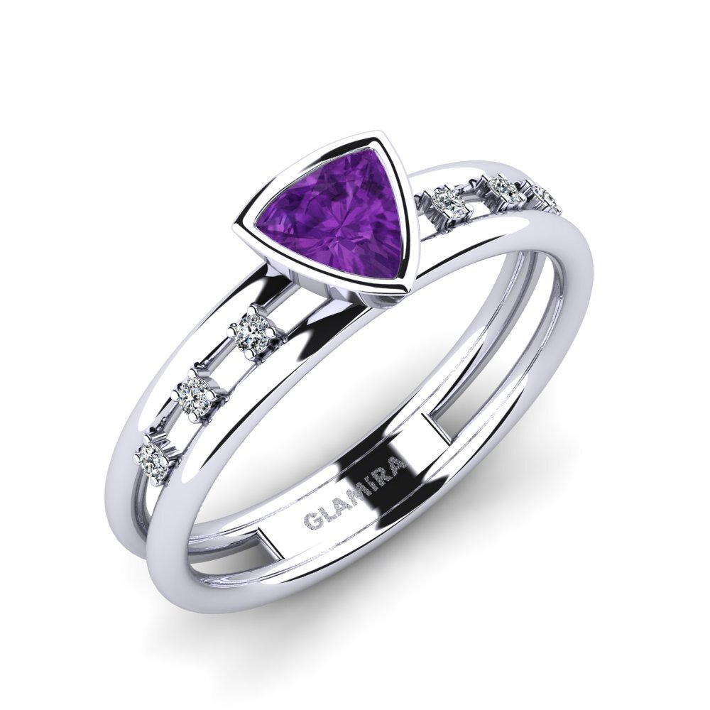Trillion Amethyst Engagement Ring Mitzies