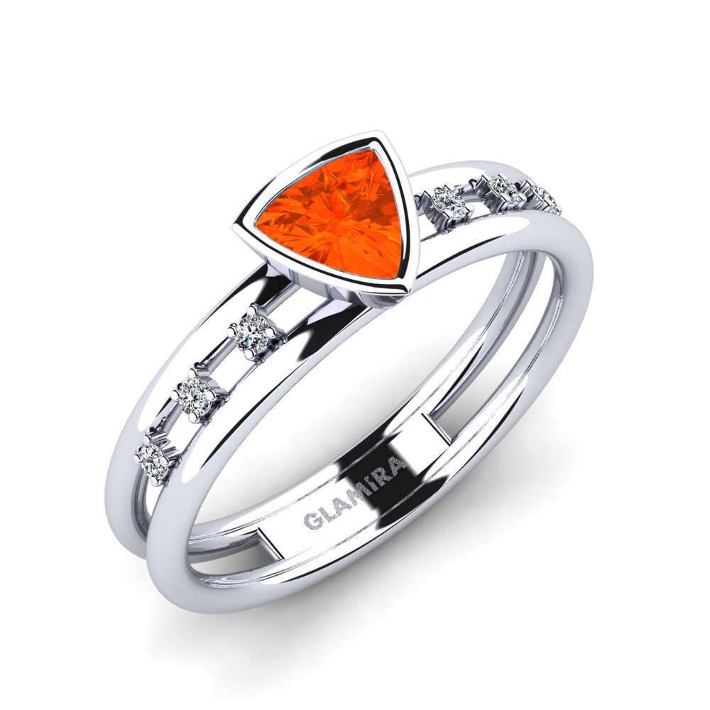 Trillion Fire Opal Engagement Ring Mitzies