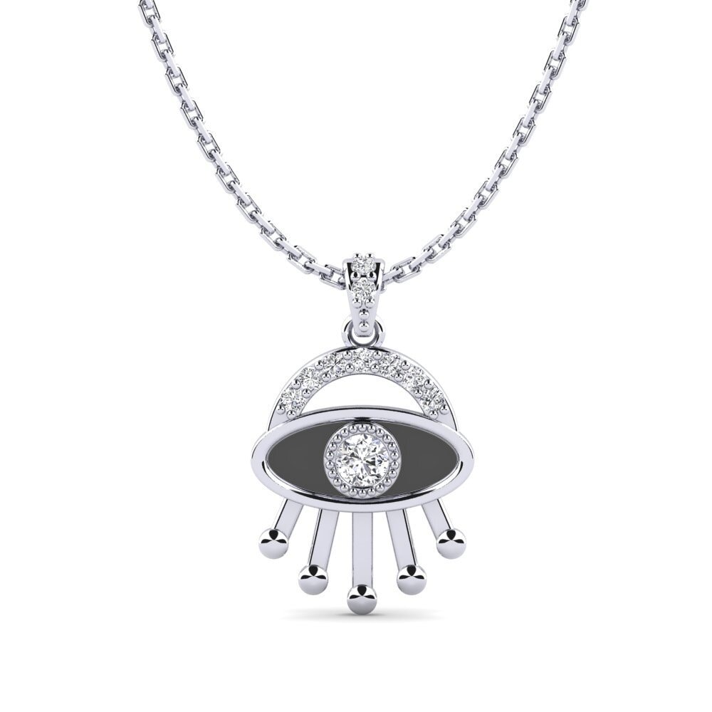 14k Oro Blanco Diamante Colgante de Mujer Mken