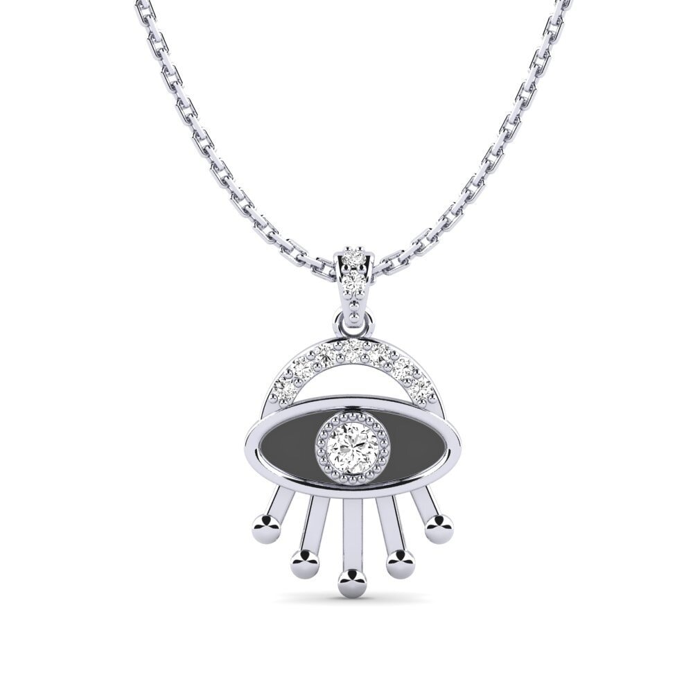 14k Oro Blanco Moissanita Colgante de Mujer Mken