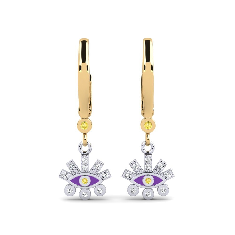 14ct Yellow / White Gold Yellow Sapphire Women's Earring Mnajdra