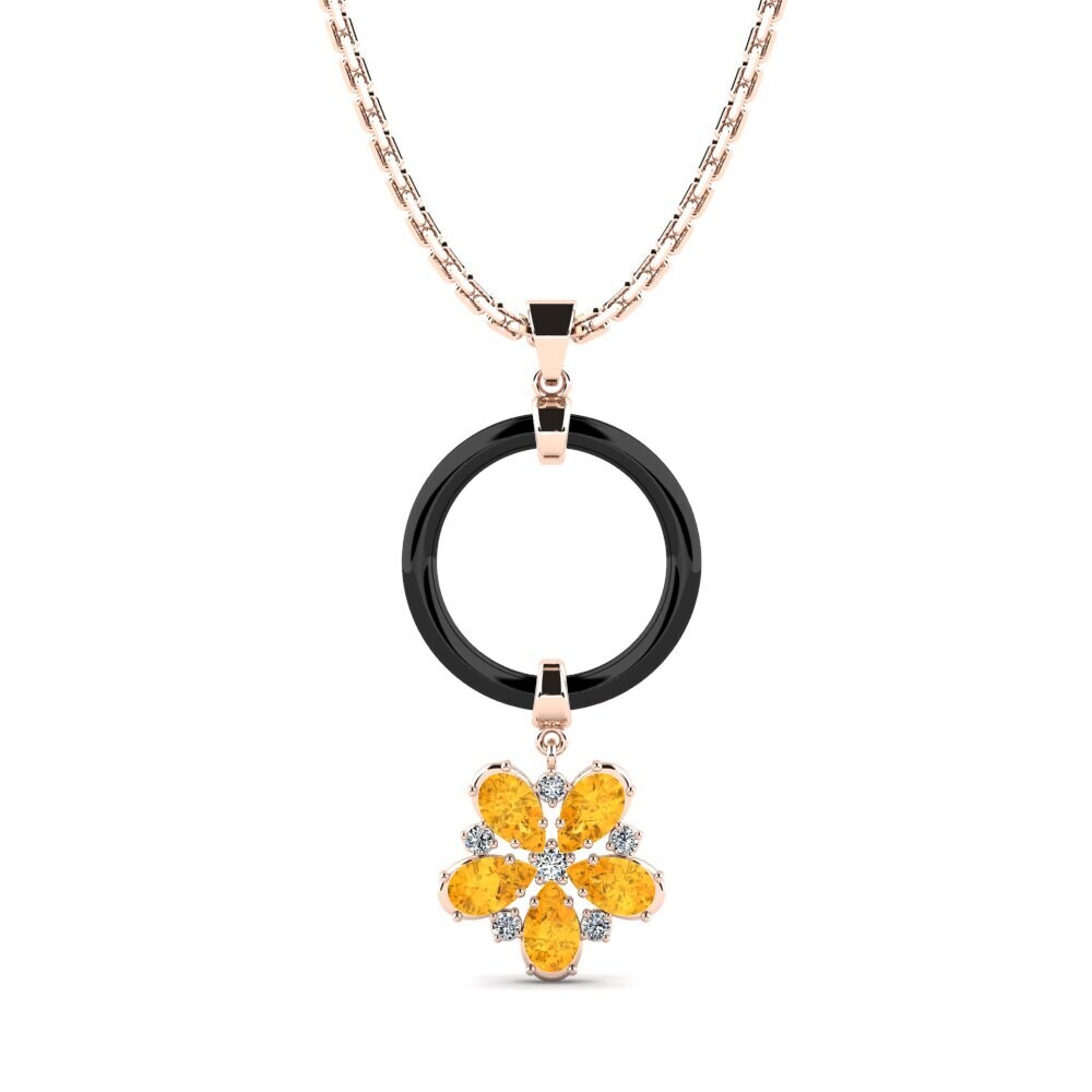 9ct Rose Gold Citrine Women's Pendant Moberly