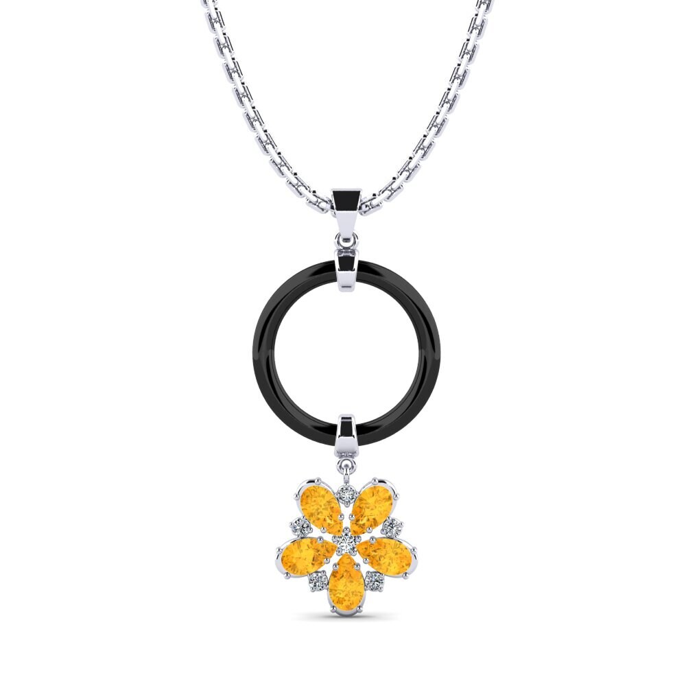 White Silver Citrine Women's Pendant Moberly
