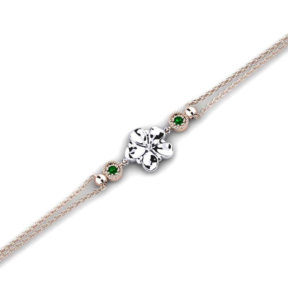 9ct Rose & White Gold Green Zirconia Women's Bracelet Mobiliers