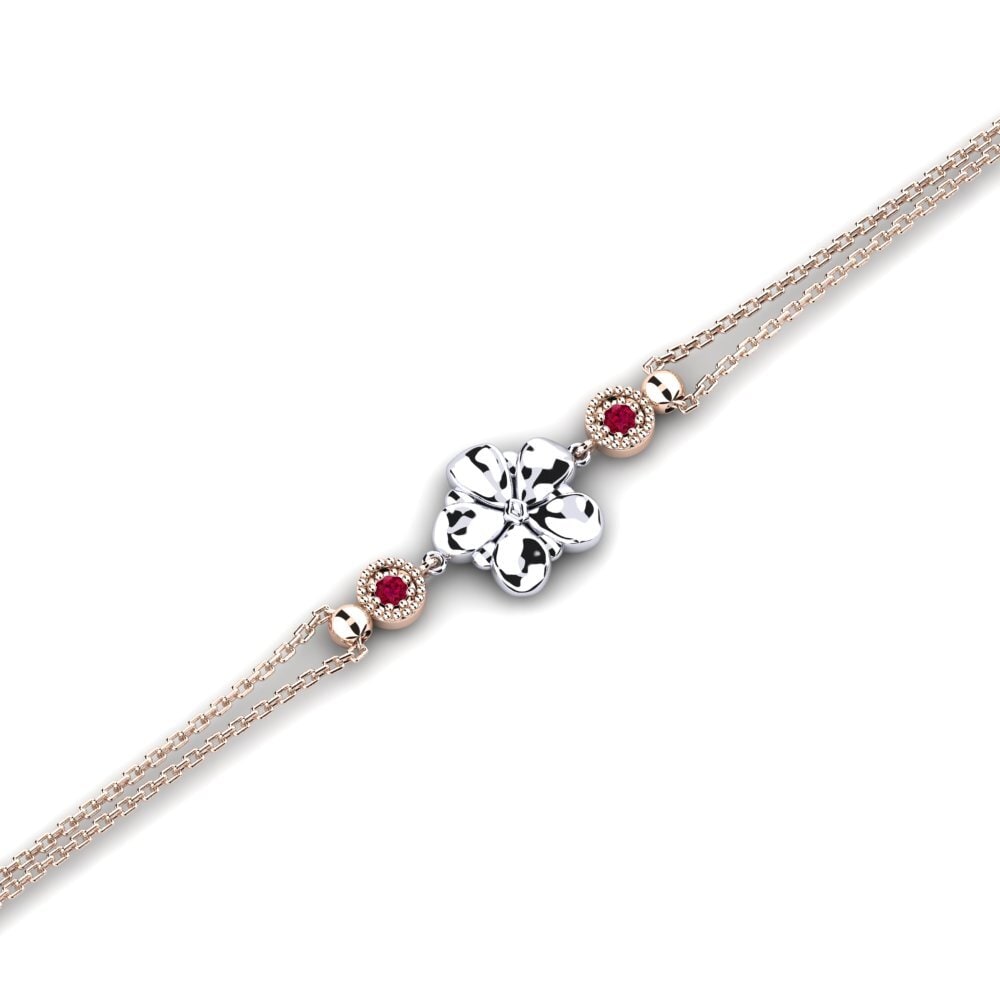 9ct Rose & White Gold Ruby Women's Bracelet Mobiliers
