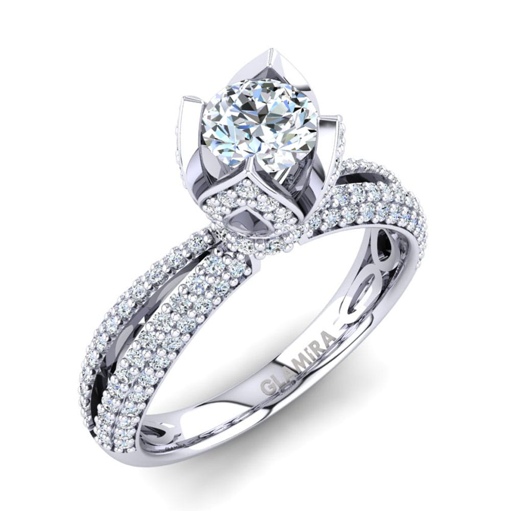 0.5 重量（克拉） Exclusive 鑽石 14k 白色K金 訂婚戒指 Queen