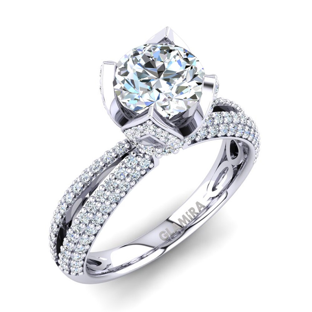 925 Prata de lei diamante-safira Anel de Noivado Queen 1.0 crt