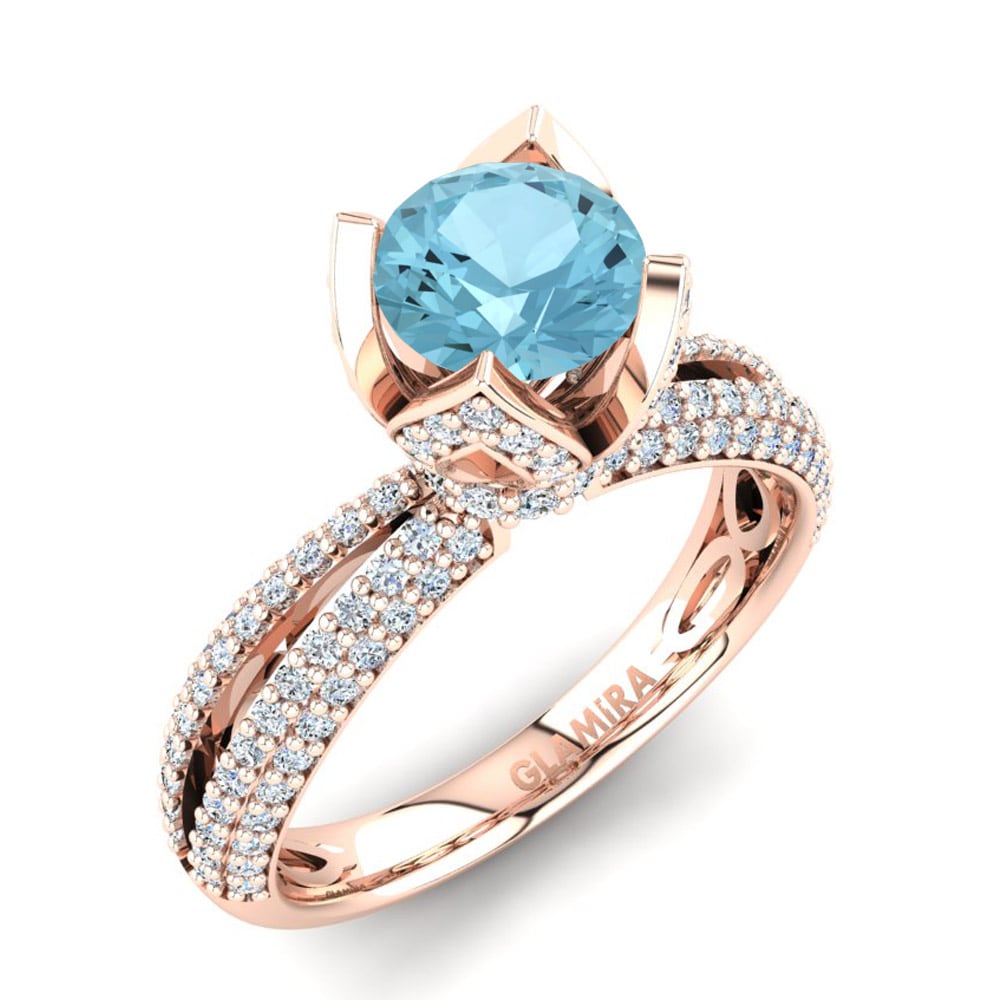 Rund Aquamarin Ring Queen 0.8 crt