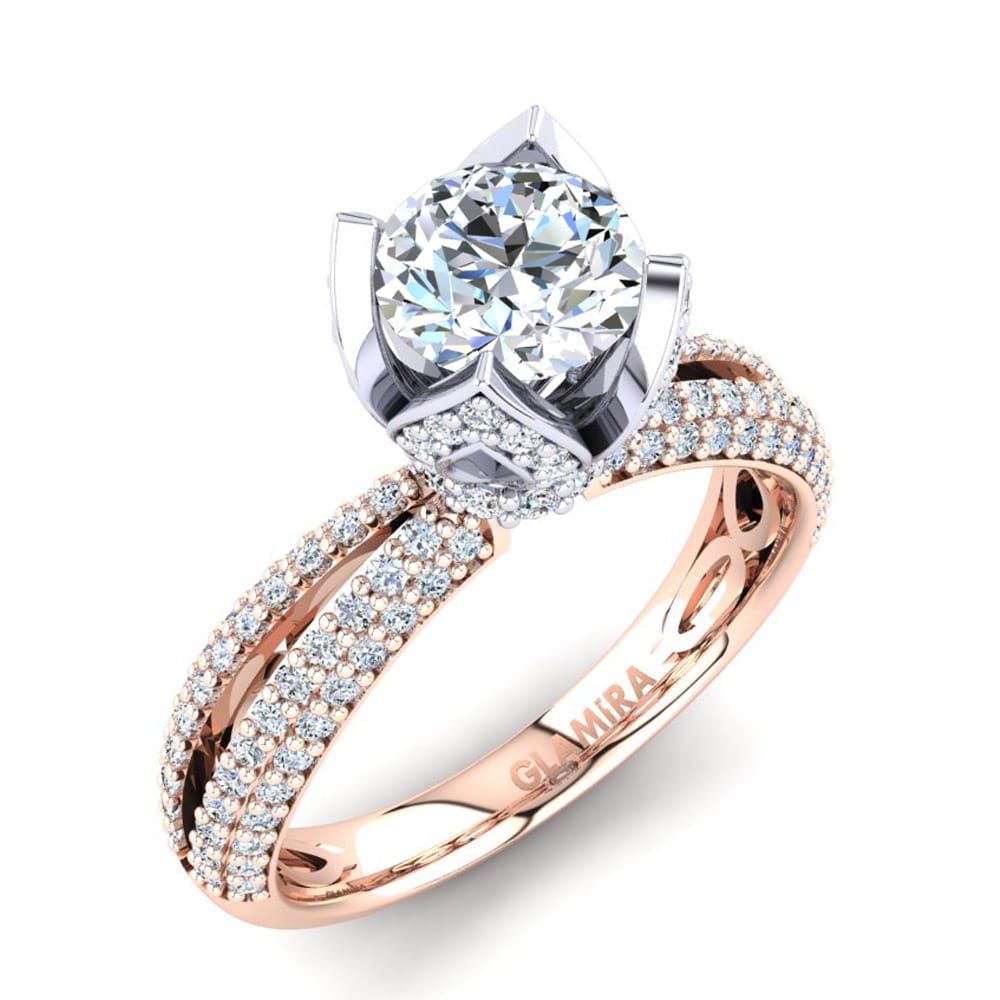 14ct Rose & White Gold Ring Queen 0.8 crt