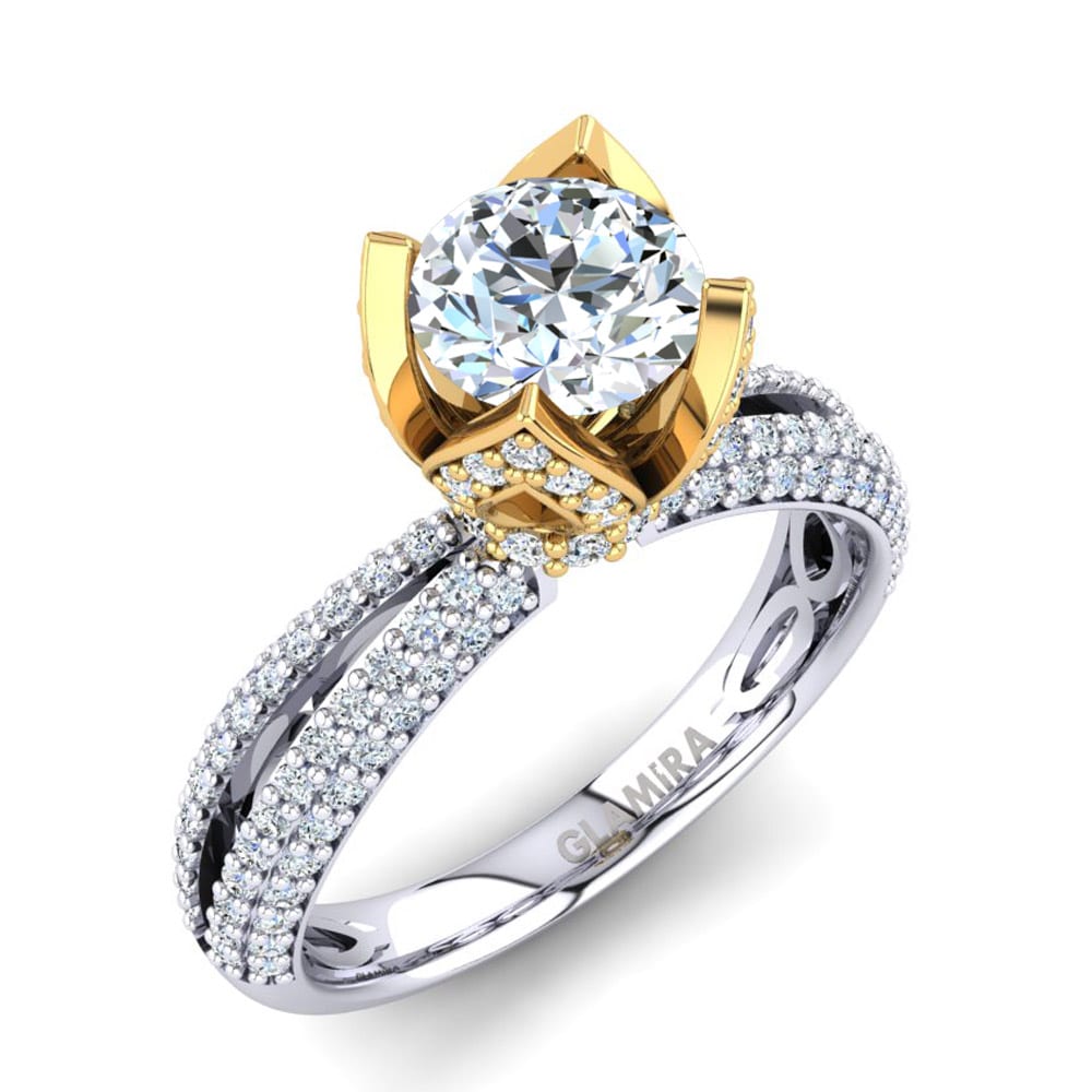 14ct White & Yellow Gold Ring Queen 0.8 crt