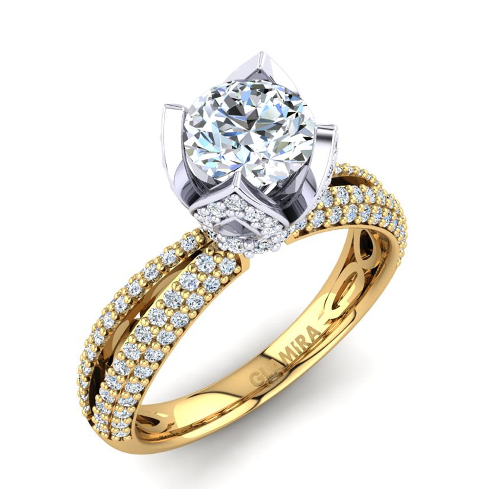 14ct Yellow & White Gold Ring Queen 0.8 crt
