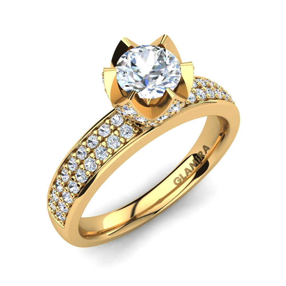 0.5 重量（克拉） 單鑽密鑲 訂婚戒指 Morisa