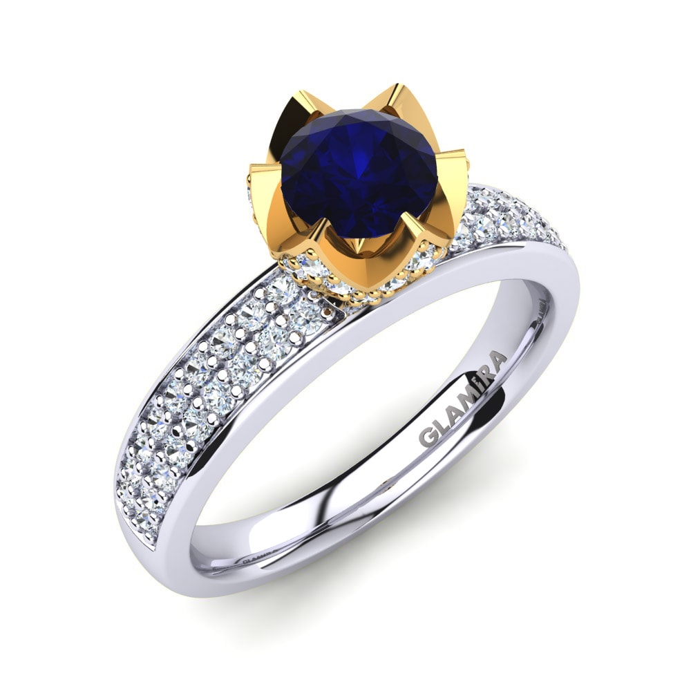 14ct White / Yellow Gold Sapphire (Lab Created) Engagement Ring Morisa