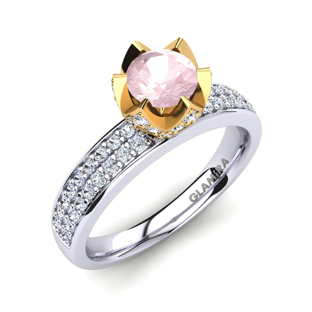 14ct White / Yellow Gold Rose Quartz Engagement Ring Morisa