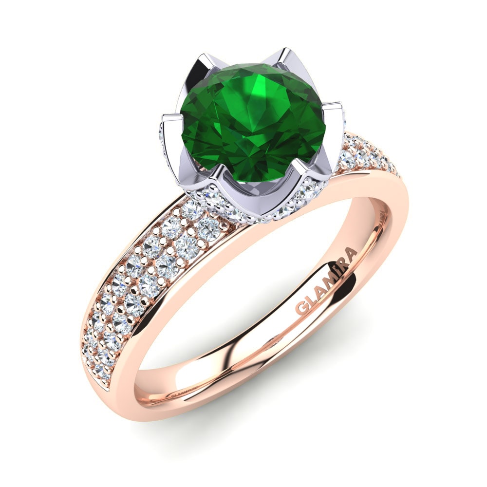 9ct Rose / White Gold Emerald (Lab Created) Engagement Ring Morisa 1.0 crt