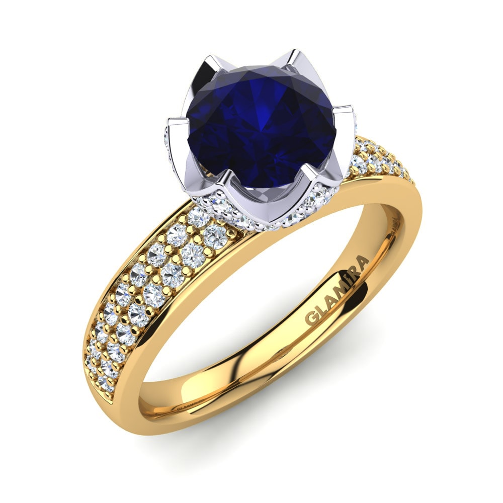 14ct Yellow / White Gold Sapphire (Lab Created) Engagement Ring Morisa 1.0 crt