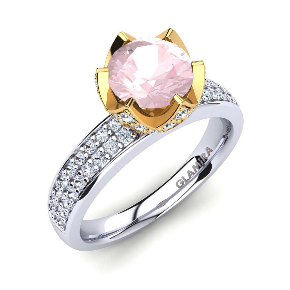 14ct White / Yellow Gold Rose Quartz Engagement Ring Morisa 1.0 crt
