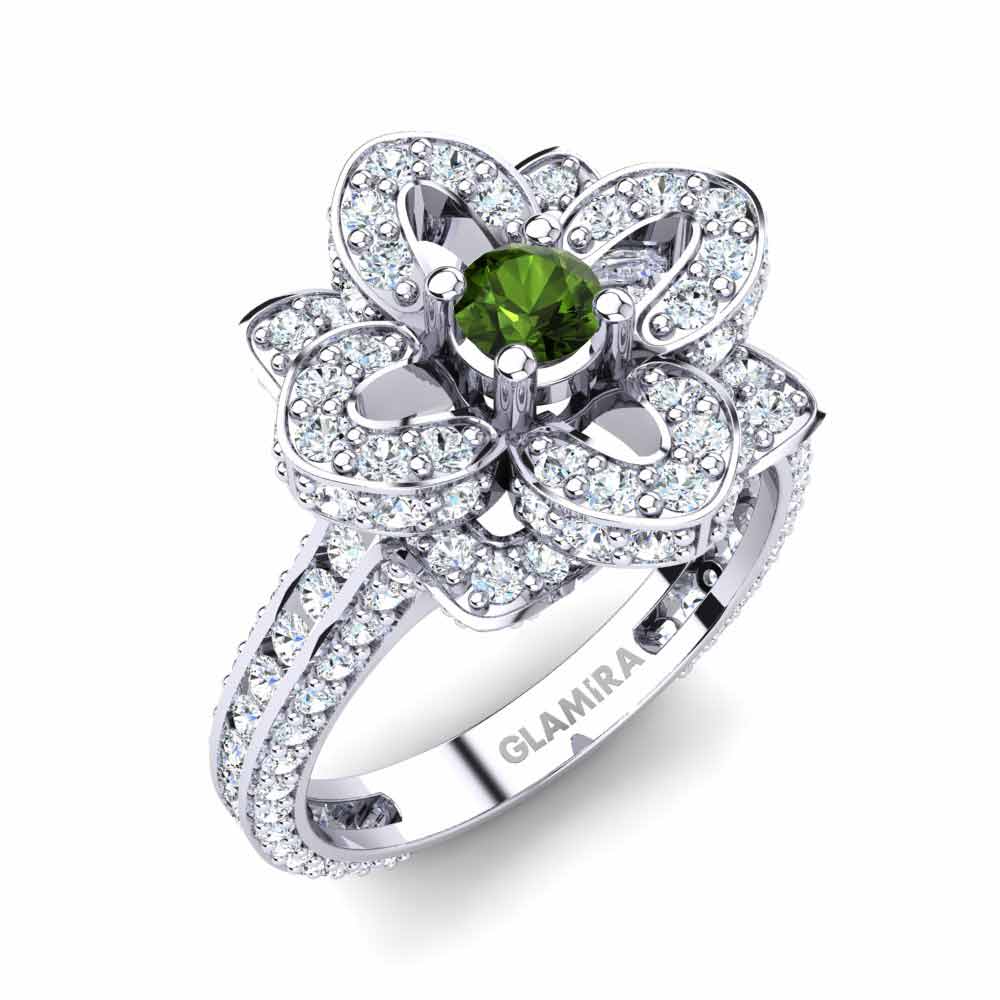 Green Tourmaline Engagement Ring Rosanna 0.16 crt