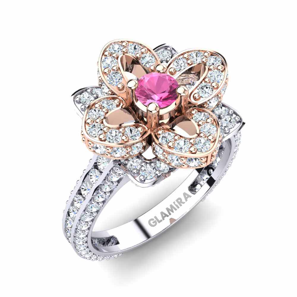 14ct White & Rose Gold Pink Tourmaline Engagement Ring Rosanna 0.16 crt