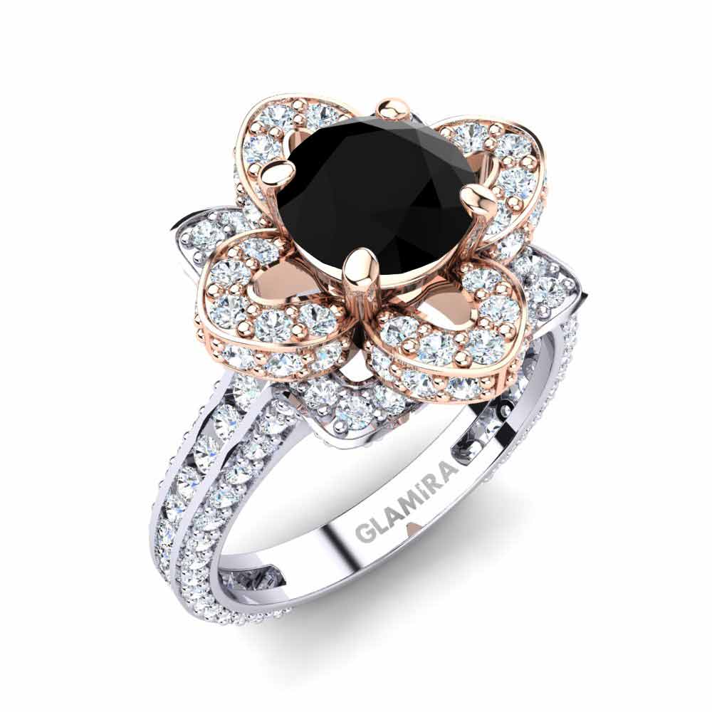 9ct White & Rose Gold Black Onyx Engagement Ring Rosanna 1.0 crt