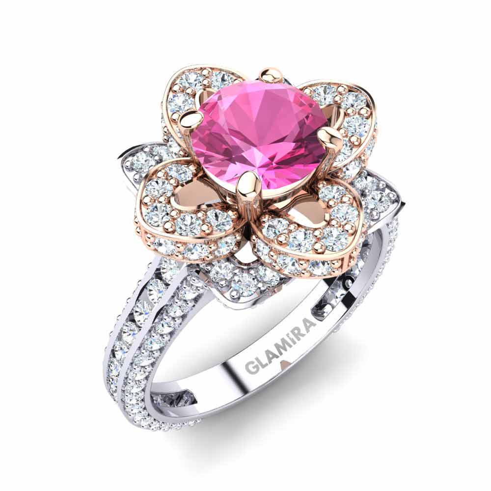 14ct White & Rose Gold Pink Tourmaline Engagement Ring Rosanna 1.0 crt