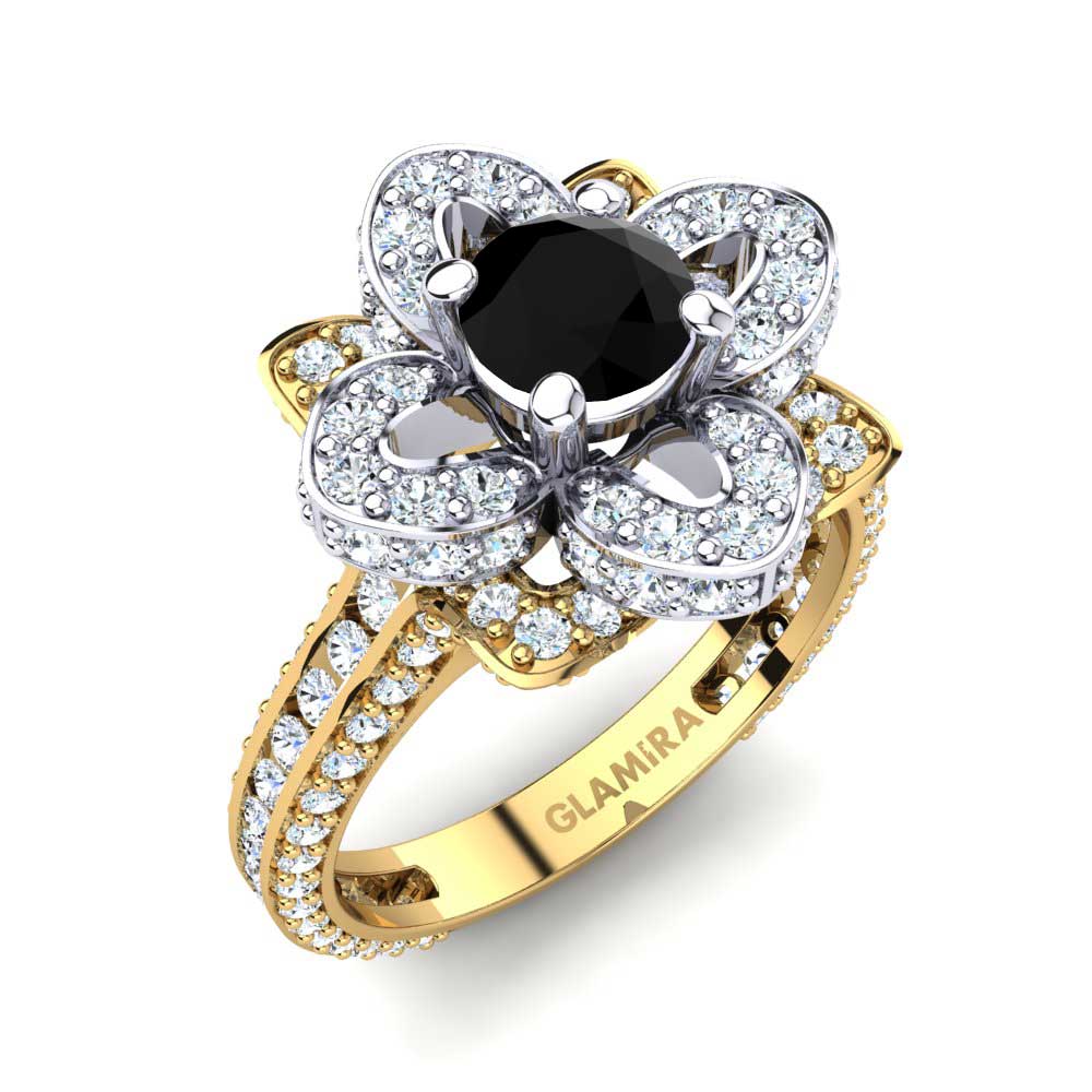 18k Oro Amarillo & Blanco Anillo de compromiso Rosanna