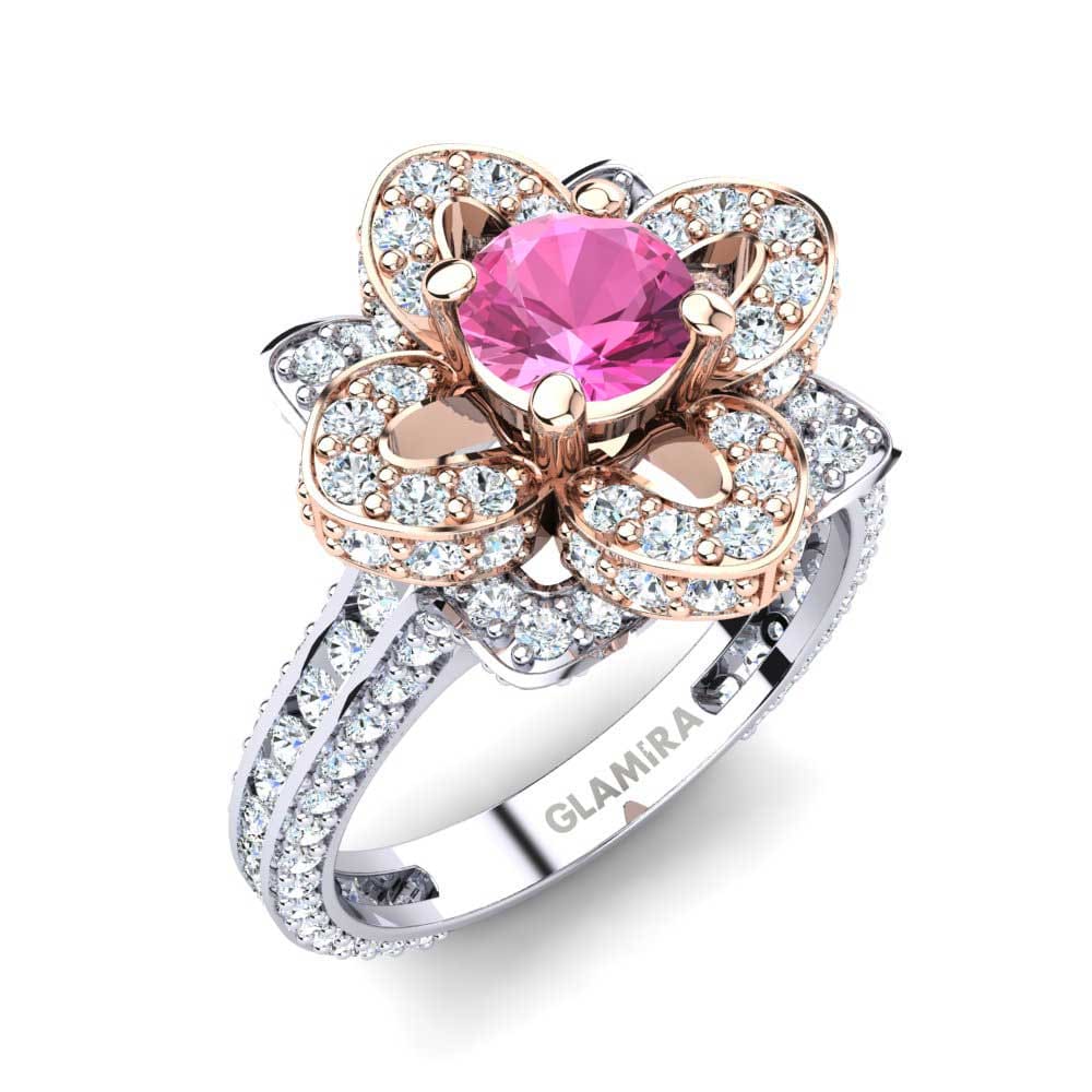 14ct White & Rose Gold Pink Tourmaline Engagement Ring Rosanna