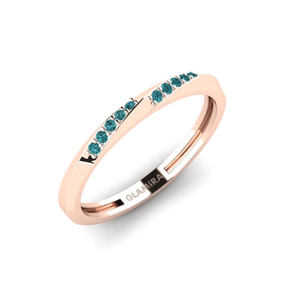 14k Oro Rosa Diamante Azul Anillo Modry