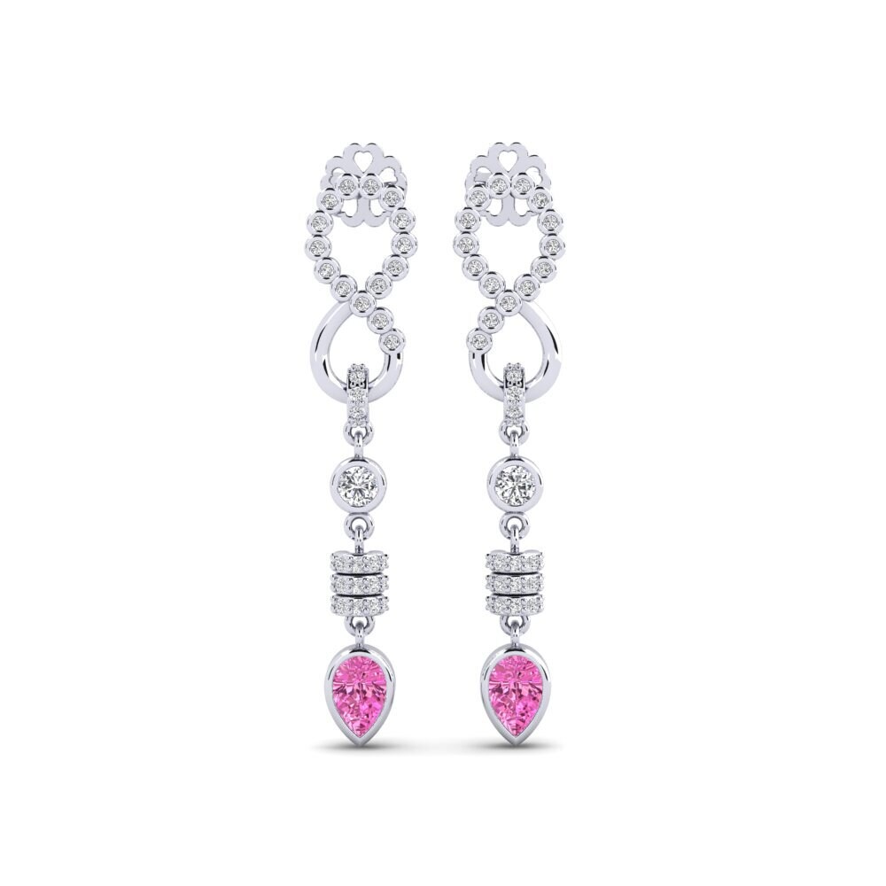 9ct White Gold Pink Topaz Women's Earring Moetsje