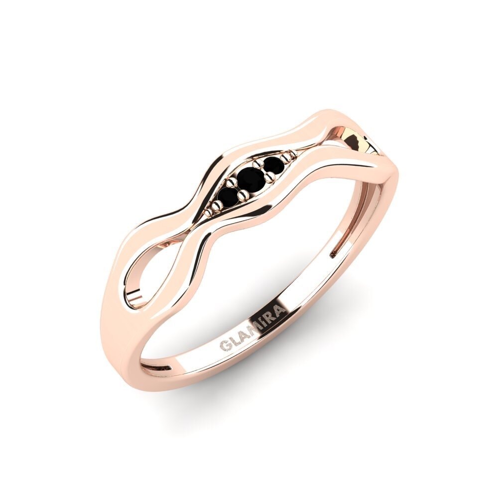 14k Oro Rosa Ónix Negro Anillo Mohanas