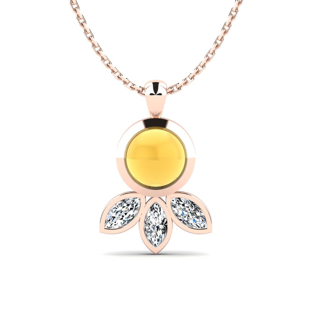 14k Oro Rosa Citrino Cabujón Colgante de Mujer Moira