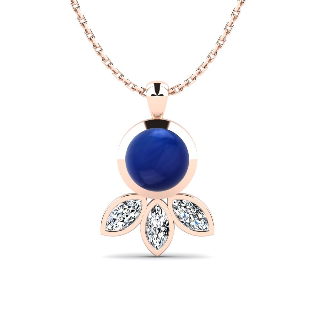 14k Oro Rosa Zafiro Cabujón Colgante de Mujer Moira