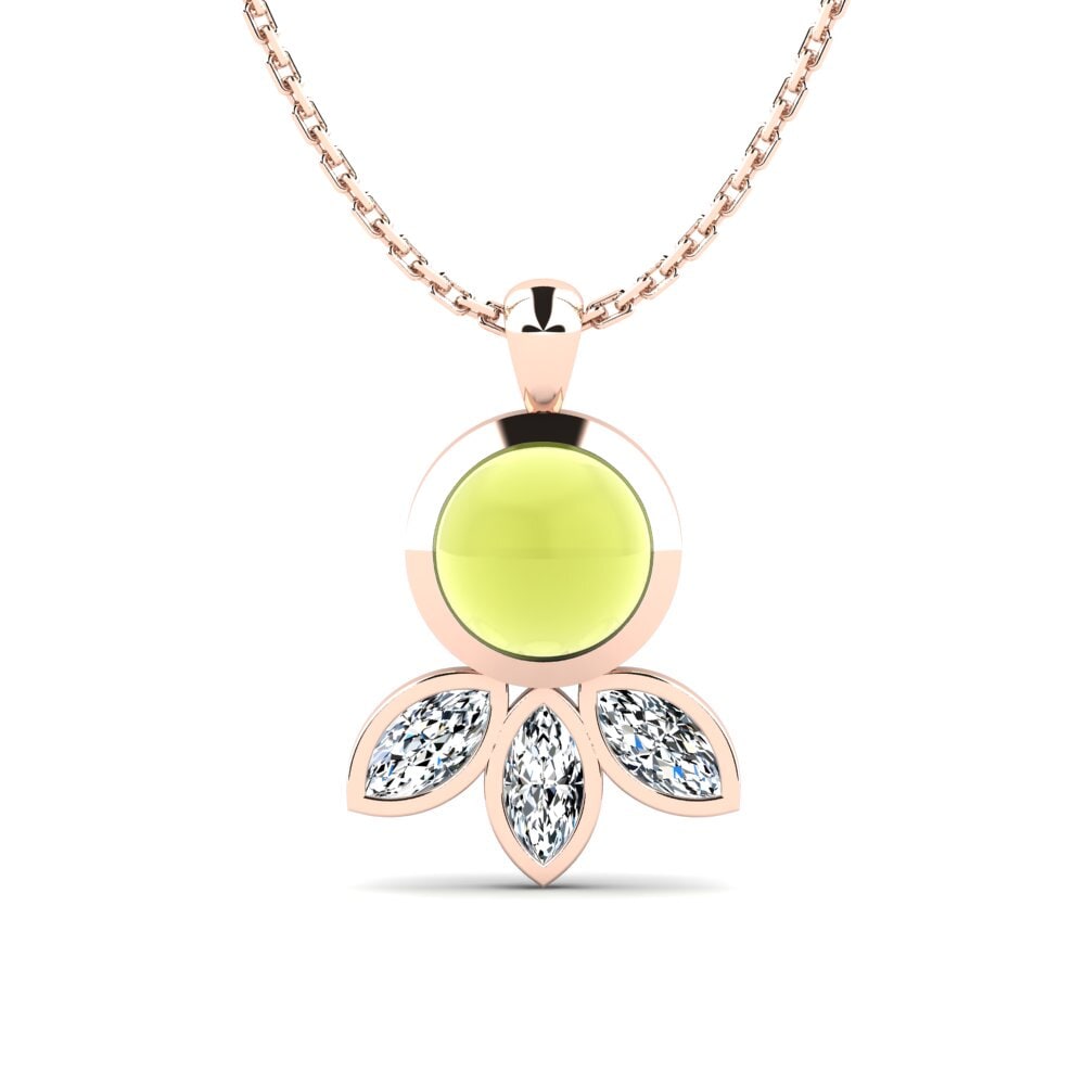 14k Oro Rosa Topacio Limón Cabujón Colgante de Mujer Moira