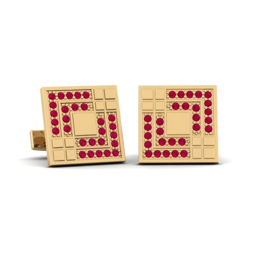750 Gult Guld Rubin Manchetknap Mokosh