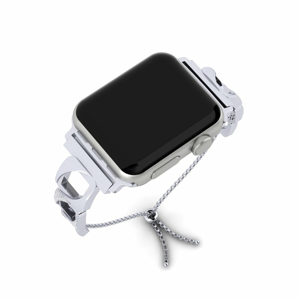 Joyería Tech Pulsera De Reloj Apple® Mokume - B Acero inoxidable / Oro Blanco 585 Zafiro blanco