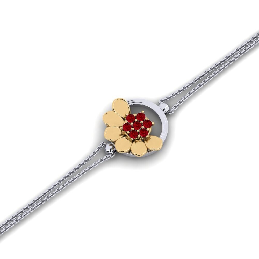 9ct White & Yellow Gold Red Zirconia Women's Bracelet Monae