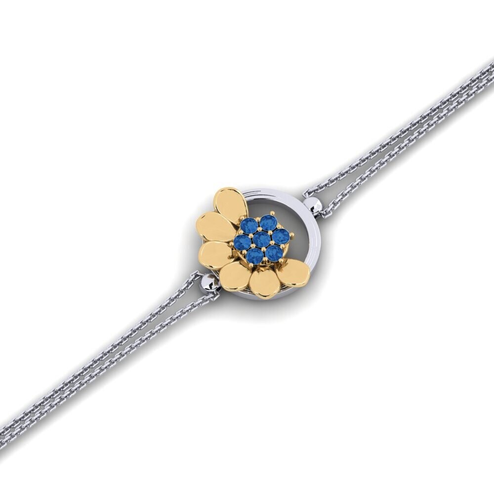 14ct White / Yellow Gold Dark Blue Zirconia Women's Bracelet Monae