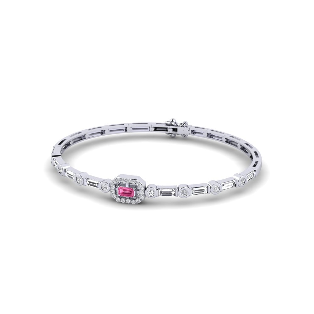 Emerald Cut Pink Tourmaline Women's Bracelet Modelar