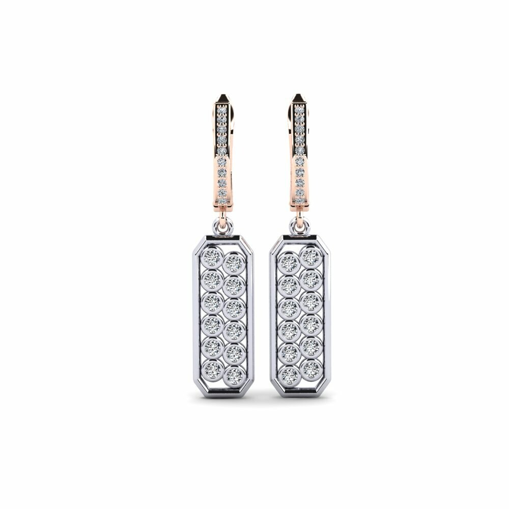 18ct Rose / White Gold Women's Earring Mond