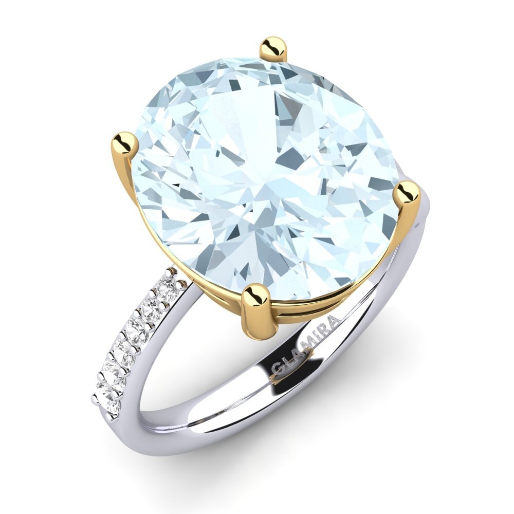 14k Oro Blanco & Amarillo Anillo Moneta