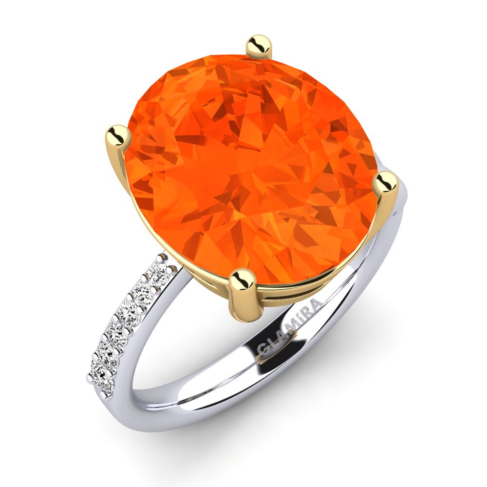 18ct White / Yellow Gold Fire-Opal Ring Moneta