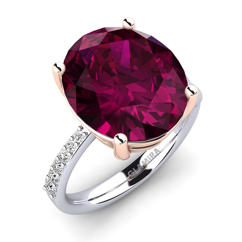18ct White / Rose Gold Rhodolite Garnet Ring Moneta