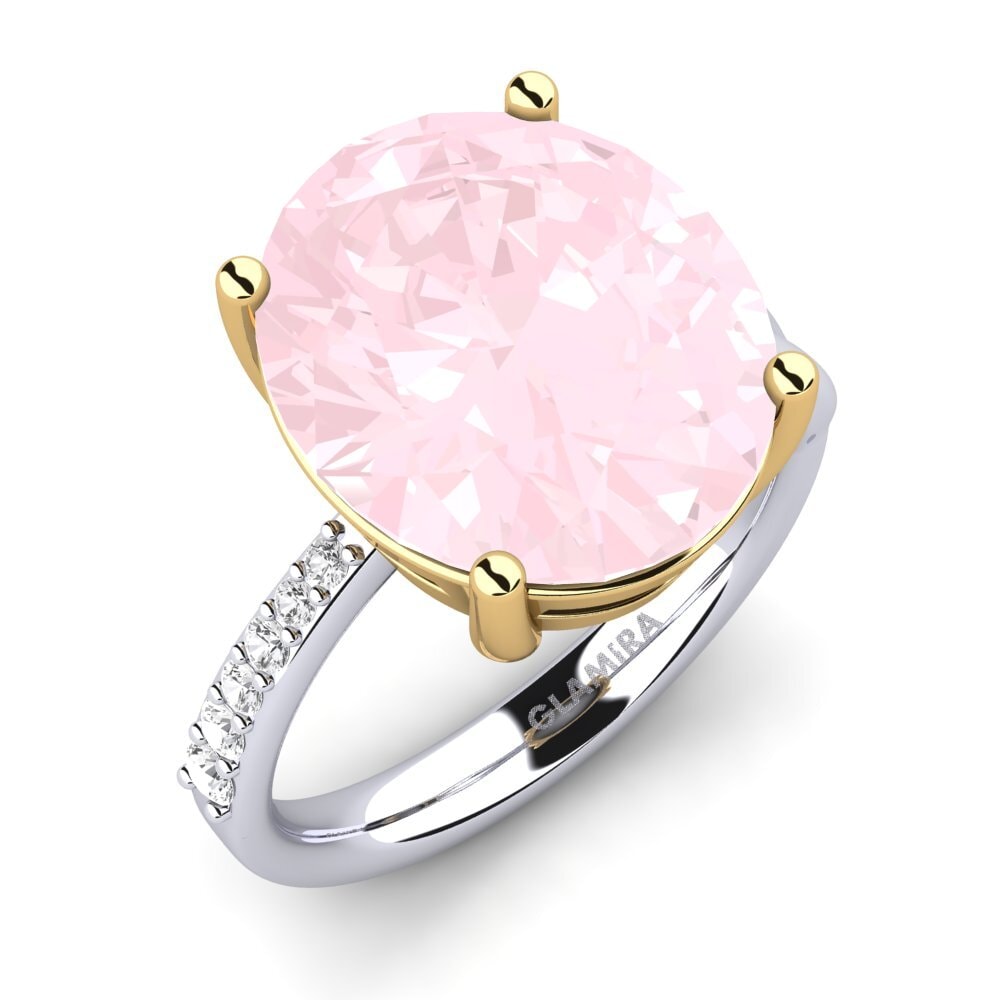 14k Oro Blanco & Amarillo Anillo Moneta