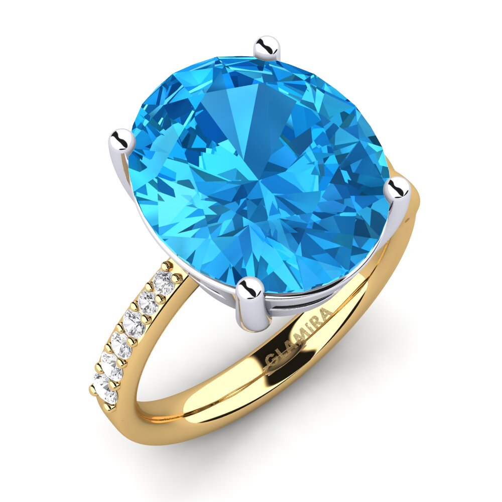 9k Oro Amarillo & Blanco Anillo Moneta