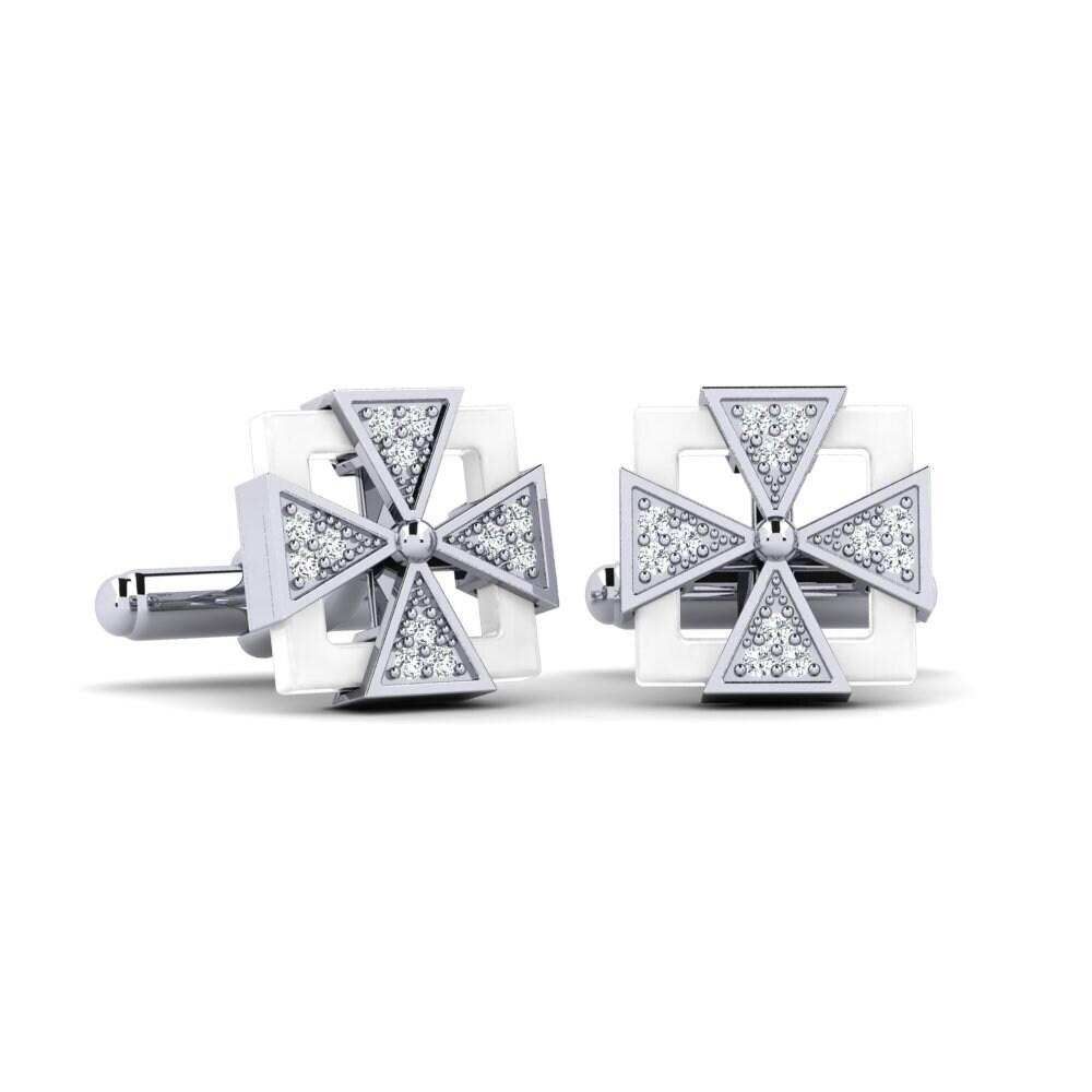 14ct White Gold Cufflink Mong