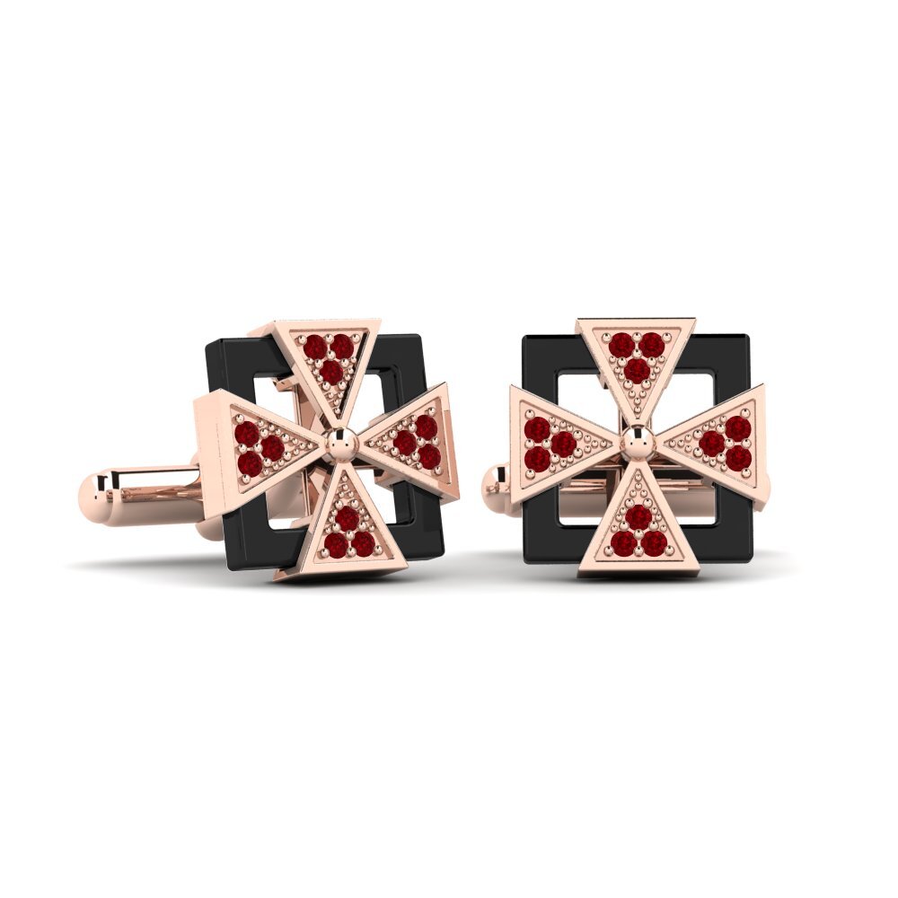14k Oro Rosa Circonita Roja Gemelo Mong
