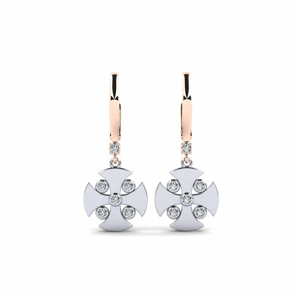 18ct Rose / White Gold Women's Earring Moniques